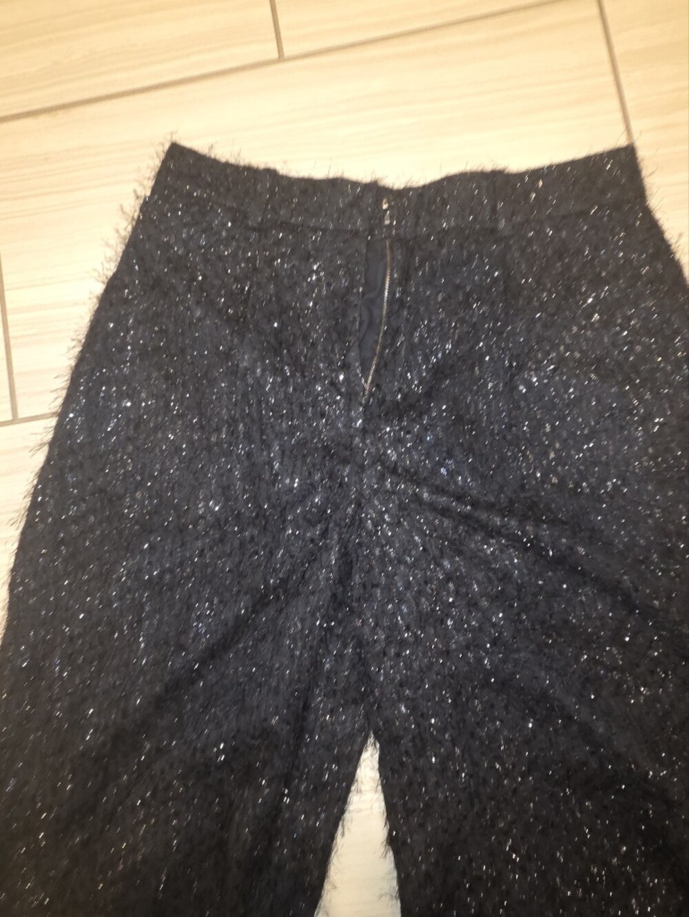 COS Black Metallic Eyelash Textured Wide Leg Trousers